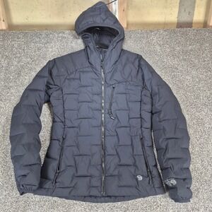Mountain Hardwear Super DS Hooded Jacket Womens XS Black Goose Down Puffer